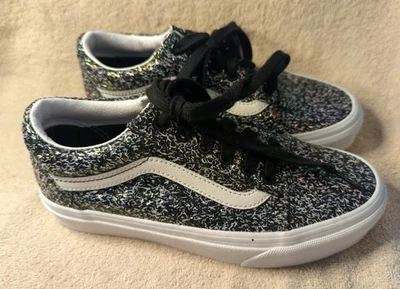 Vans Old Skool Shiny Party Sneakers Black White Shoes Size Men 3.5 Womens 5 NEW - Image 1 of 4