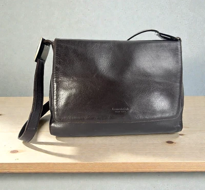 KENNETH COLE Нью-Йорк винтажный темно коричневый корова кожи седло сумка Дамская сумка - Изображение 1 из 4