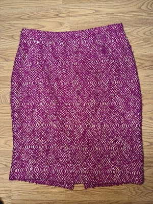 J. Crew No. Falda 2 Lápiz’ Rosa Magenta/Beige Tweed Talla 10 Hasta la Rodilla Foto 1 de 4