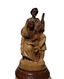 Vintage Jesus Family Statue olive wood figure hand carved holy land Bethlehem - Picture 1 of 9