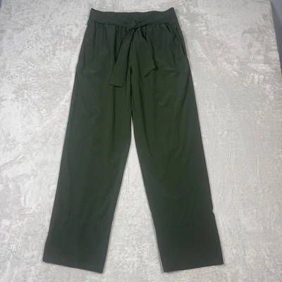 Calça casual feminina Tahari verde oliva cintura alta perna larga cintura amarrada nova sem etiquetas P - Imagem 1 de 4