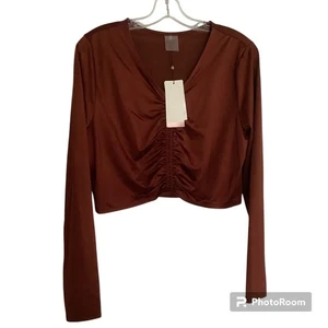 Calia braun Langarm geraffter Rash Guard Damen XL neu mit Etikett UVP $ 58 - Bild 1 von 11