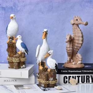 Nordic Style Sea Bird Seagull Pelican Seahorse Fairy Home Decoration Craft - Picture 1 of 16