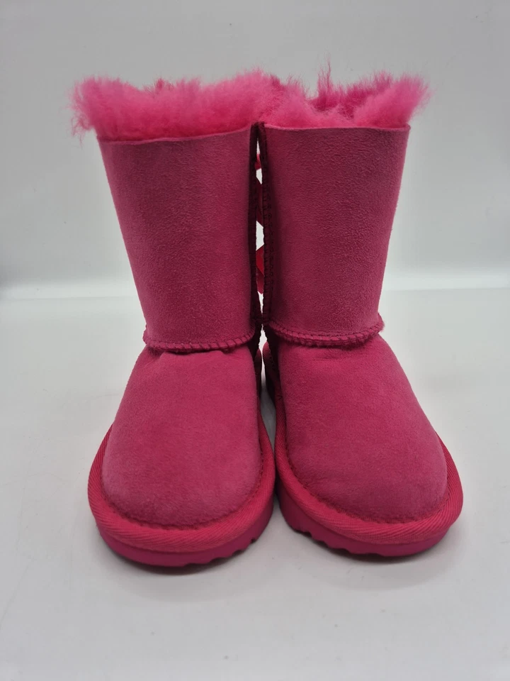 UGG Bailey Bow II Girls Size 7  Suede Boots Satin Bows Girls EUR 23.5 (123) - Image 1 of 4