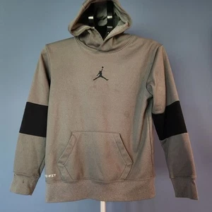 Nike Air Jordan Hoodie Boys 12-13 Grey Dri Fit Jumpman Fleece Logo Large - Picture 1 of 6