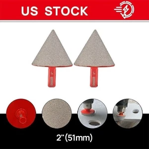 2pcs inch/50mm Cone Milling Bits Hex Shank Diamond Chamfer Finger Milling Bits - Picture 1 of 8