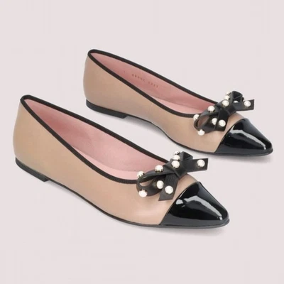 Pretty Ballerinas Tyra Pointed Toe Ballet Flats Nude Black Women's US 7.5, EU 38 - Image 1 of 4