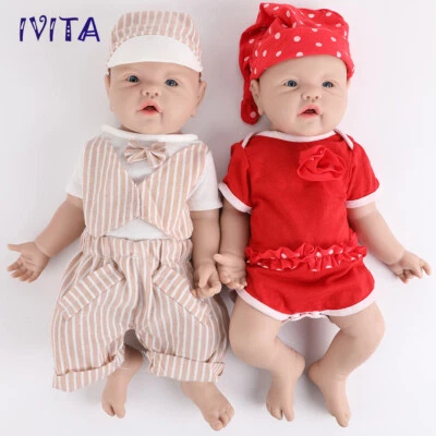IVITA 17"Boy or Girl Baby Full Body Silicone Doll Lifelike Reborn Baby Toy - Image 1 of 4