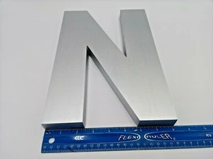 New 12"X 1" thick Heavy Cast aluminum brushed finish Helvetica "N" w/ template - Picture 1 of 7