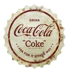 17" Scalloped Coca-Cola Sign (Bottle Cap) Metal Coke Soda pop Shop Man Cave New - Picture 1 of 1