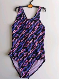 Goodmove Badeanzug für Mädchen von M&S, 11-12 Jahre, schwarz-fliederfarbener Mix - Bild 1 von 6