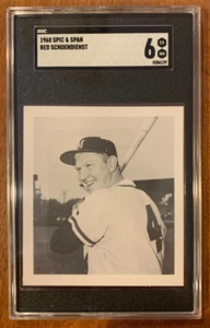 RED SCHOENDIENST 1960 Spic & Span Milwaukee Braves SGC 6 ULTRA LOW POP - Picture 1 of 2
