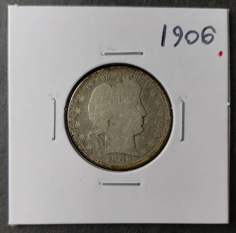 1906 25c Barber Silver Quarter Dollar Cover