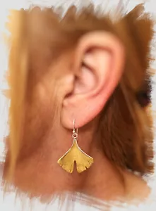 Goldohrhänger - Ginkgo - Ohrschmuck Silber 925 - vergoldet - Bild 1 von 4