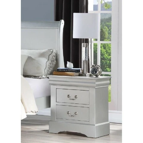 22" Wood Pine Nightstand, Platinum Cover