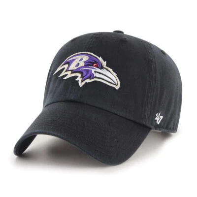Baltimore Ravens '47 Brand Mens Black Clean Up Adjustable Hat - Image 1 of 2