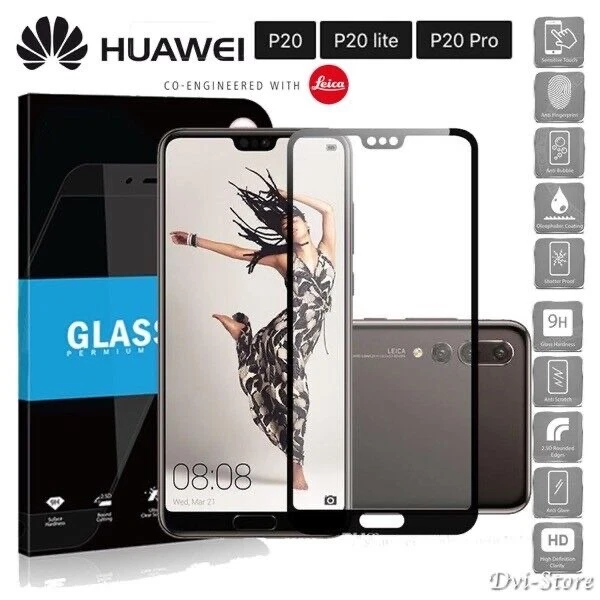 PELLICOLA VETRO TEMPERATO per Huawei P20 / Lite / Pro HD Ultra Clear FULL NERO - Immagine 1 di 1