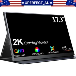 17.3" 2K Portable Monitor Ultra Slim HDR Monitor IPS 2560x1440 HDMI USB C Type-C - Picture 1 of 18