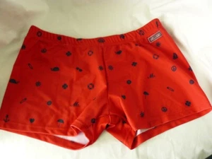 GROOVY RETRO NWT MEN'S MOSCHINO RED SWIM TRUNKS SIZE 48 - Picture 1 of 6
