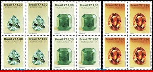 1537-39 BRASIL 1977 PIEDRAS PRECIOSAS, PORTUCALE 77, MI# 1629-31 C-1016 BLOQUES MNH - Imagen 1 de 2