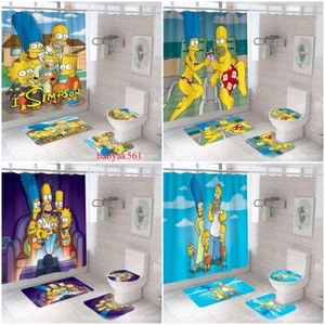 Die Simpsons 3D Badezimmer Dusch vorhang Bade matte Toiletten deckel Abdeckung - Bild 1 von 6