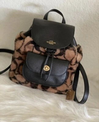 NWT Coach X Jennifer Lopez Pennie Backpack 22 In Signature Shearling $498 C6493 - Image 1 of 4
