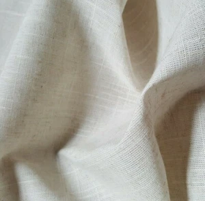 6.5M CREAM 60" Wide Sheer Weave LINEN Cotton Curtain Cushion Fabric Material - Picture 1 of 12