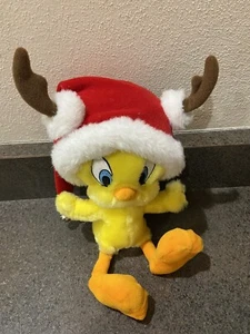 Hallmark Looney Tunes Santa's Wittle Helper Tweety Bird With Reindeer Santa Hat - Picture 1 of 6