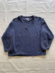 Vintage 90's Union Bay Henley Crewneck Blue Size L Faded Boxy Blank Basic USA - Bild 1 von 7