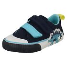 Infant Boys Clarks Dinosaur Detailed Casual Summer Canvas Shoes Foxing Tail T