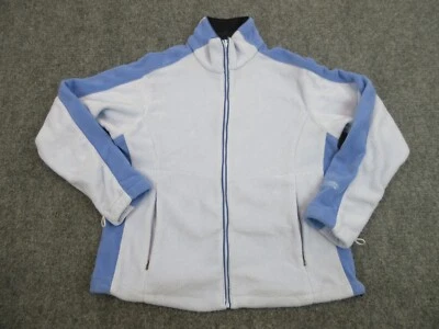 Columbia Suéter Mujer Grande Blanco Azul Cremallera Completa Polar Exterior Sudadera Foto 1 de 4