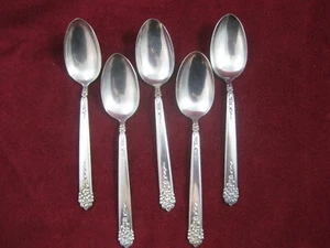 Moss Rose 1949 5 Teaspoons King Edward Floral 6" No Mono -Excellent Cond. - Picture 1 of 4