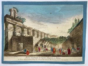 ATENAS GRECIA TEMPLO DE JÚPITER c. 1780 VISTA ÓPTICA ANTIGUA INUSUAL - Imagen 1 de 4