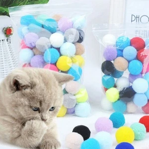 10/30/70/100 Pcs Cats Toys Plush Balls Pet Interactive Play Kitten Training Toy - Picture 1 of 10