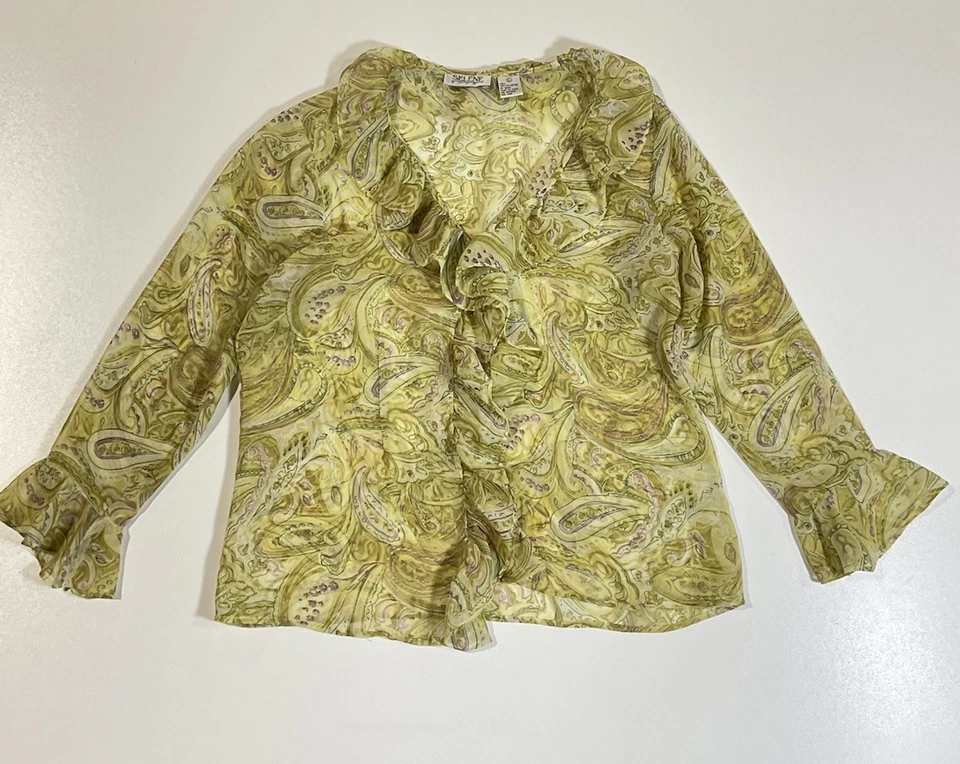 Blusa deportiva vintage Selene de hadas cachemira talla L con volantes transparentes en capas boho Y2K Foto 1 de 4