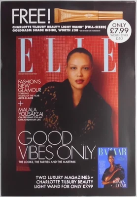 Elle UK magazine 25/Jan 26 Malala Yousafzai Charlotte Tilbury - Goldgasm shade