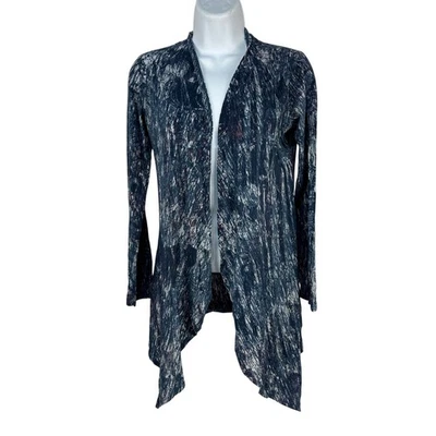 Cárdigan Xhilaration Azul Marino Frente Abierto Cascada Drapeado Ligero Talla Pequeña Foto 1 de 4