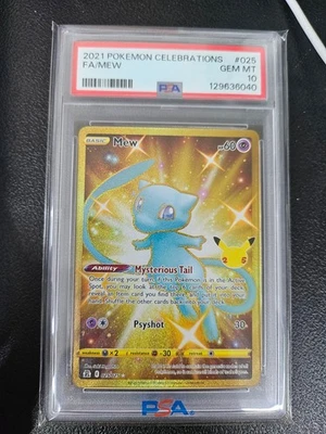 Pokemon Celebrations 2021 FA/MEW PSA 10 Gem MT Card 025/025 - Image 1 of 3
