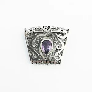 Schöner Vintage JL ID 925 Sterling Silber filigraner Amethyst großer Anhänger - Bild 1 von 8