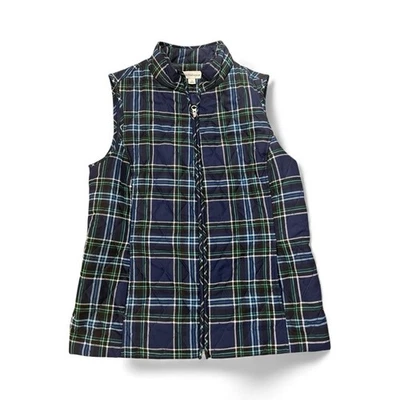 Chaleco acolchado para mujer Craft and Barrow azul verde blanco a cuadros talla pequeña Foto 1 de 4