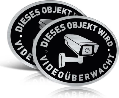 GEBRANDMARKT 2x Schild Gelände videoüberwacht Kamera ÜBERWACHUNG Selbstklebeband