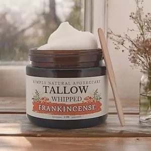 Beef Tallow Moisturizer Whipped, Frankincense Grassfed, Organic Natural Skincare - Picture 1 of 10
