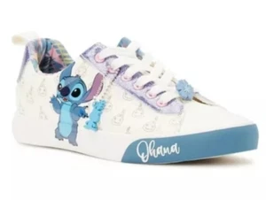 Women's size # 10 Disney Stitch Low Top Court Lace Up Sneaker Blue Faux Leather - Picture 1 of 12