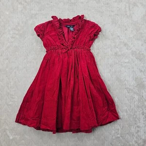 Ralph Lauren Dress Girls 6 6X Holiday Red Special Occasion Ruffle Full A Line - Picture 1 of 6