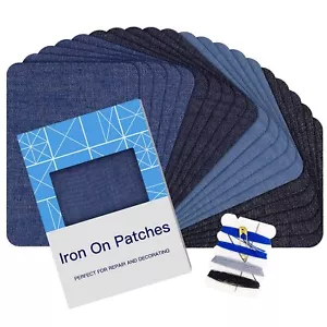 Iron On Denim Patches for Jeans Clothing Hole Repair - Picture 1 of 6