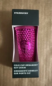 Starbucks Metallic Pink Studded Tumbler Ornament Key Chain - Picture 1 of 2