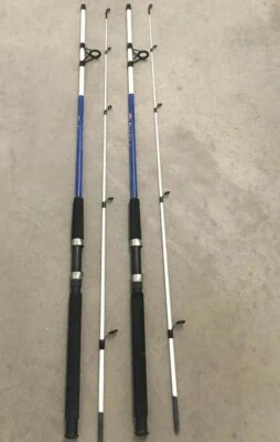 2 Shakespeare Tiger Spinning Rods 7’ Fresh/Saltwater Catfish Med BLUE U (v) - Image 1 of 4