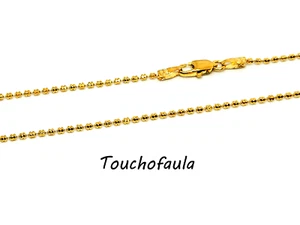 14K Yellow Gold Diamond Cut Double Beads Chain 20" Sparkling Made in Italy. - Picture 1 of 2