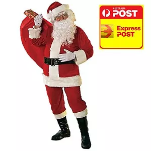 SANTA SUIT VELOUR 6PCS Adult Christmas Book Week Costume Size 40-48" - Picture 1 of 1