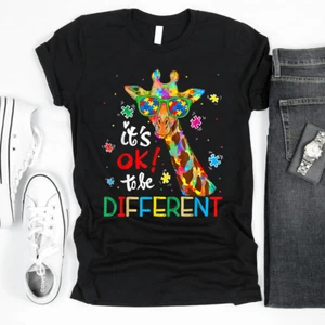 Autism Awareness Acceptance Women Kid Its Ok To Be Different T-Shirt - Picture 1 of 5